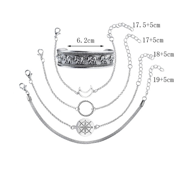 **SORREL* 5-Pc Anti-Silver Elephant Bracelet Set - Picture 6 of 6